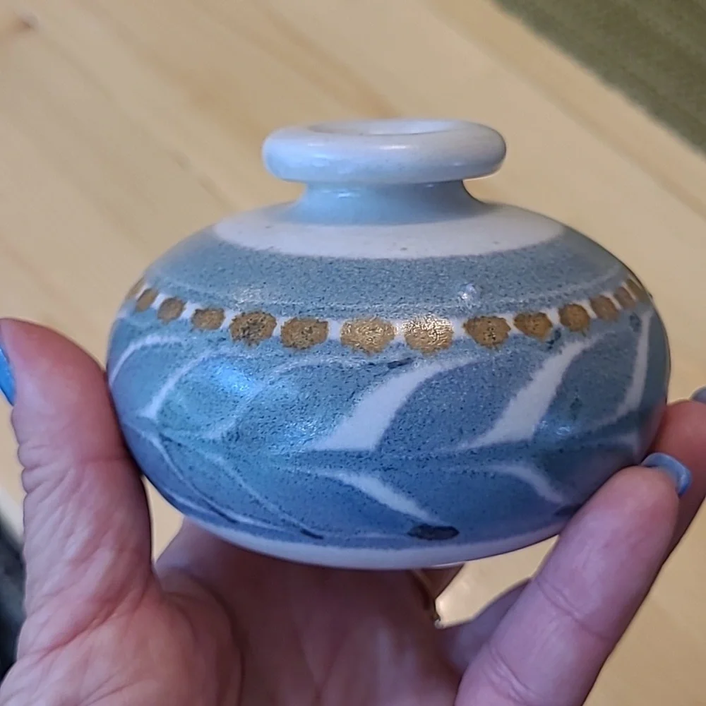 Small Stoneware Blue and White Vase